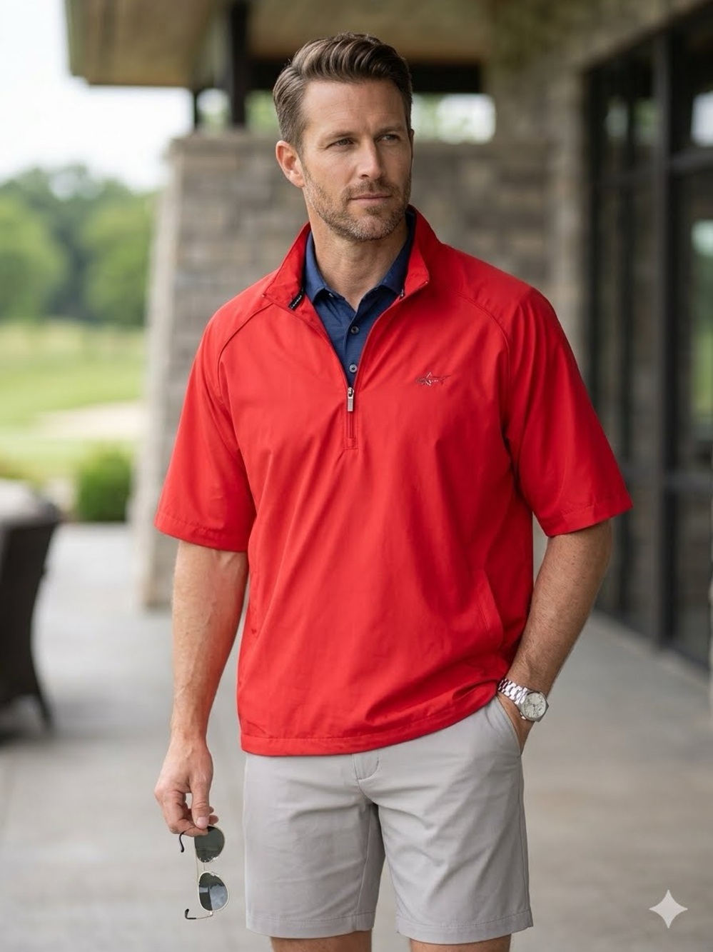 Greg Norman Collection Red Short-Sleeve Quarter-Zip Windbreaker • Size XXL • NWT